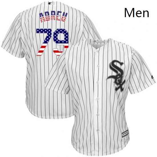 Mens Majestic Chicago White Sox 79 Jose Abreu Authentic White USA Flag Fashion MLB Jersey